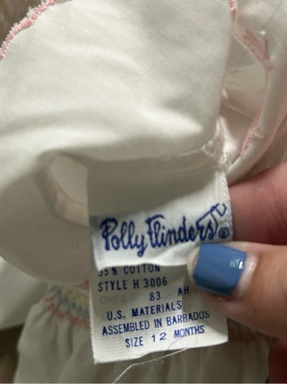 Vintage Baby Girl Polly Flinders White Smocked Dress Size 12 Months - Picture 5 of 5
